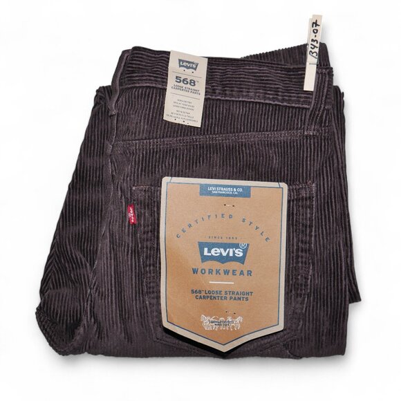 Levis 568 Loose Fit Corduroy Carpenter Pants Mens 32x30 Brown Y2K Skater Utility - Picture 1 of 15